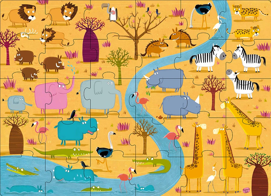 Afrikai állatok kerek puzzle készlet - Image 2